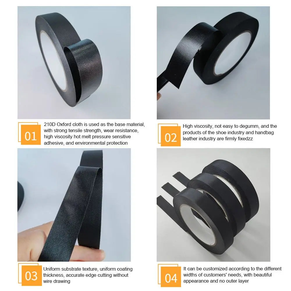 50M Roll Black Shoe Oxford Cloth Tape Self-adhesive Single-sided