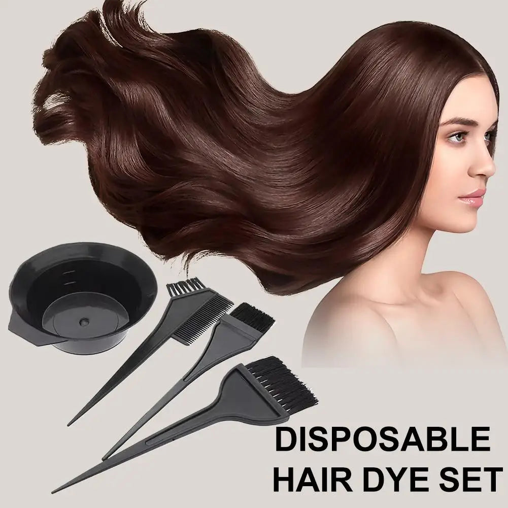 4-Piece Hair Dye Brush & Bowl Kit – Home & Salon Color Set