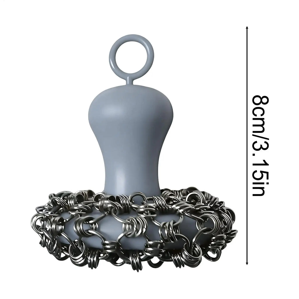 Cast Iron Scrub Brush | 316 Steel & Silicone Ergonomic Handle