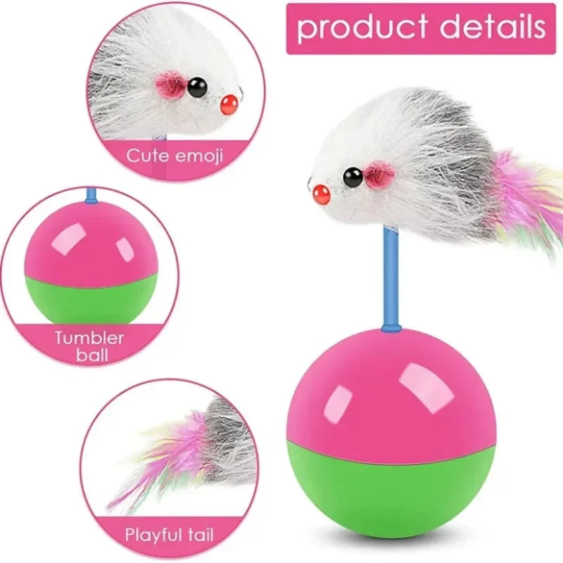 Cat Toy Set – Mouse Teaser & No-Tip Interactive Pet Toys