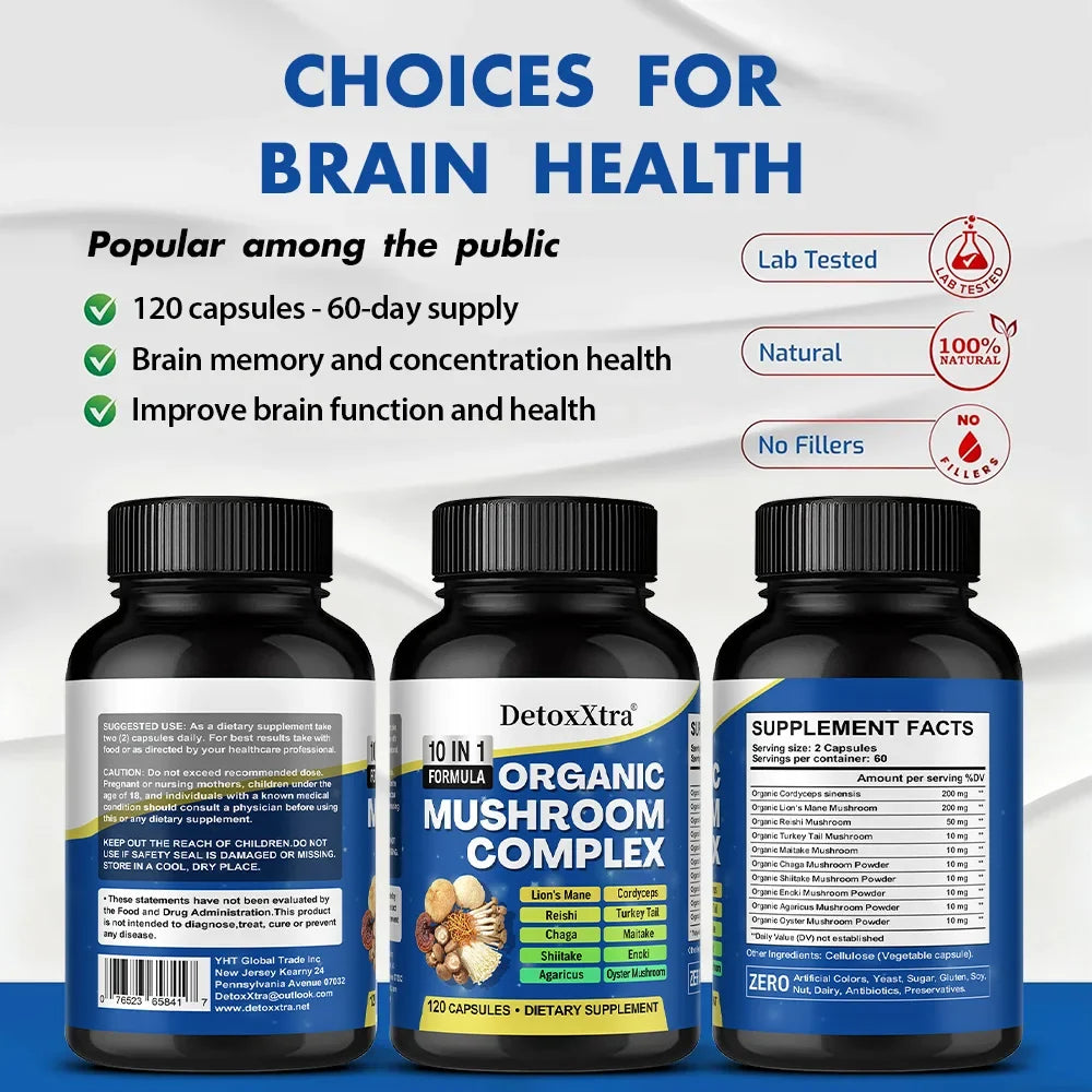 Organic Mushroom Complex Capsules – Brain, Energy & Immunity