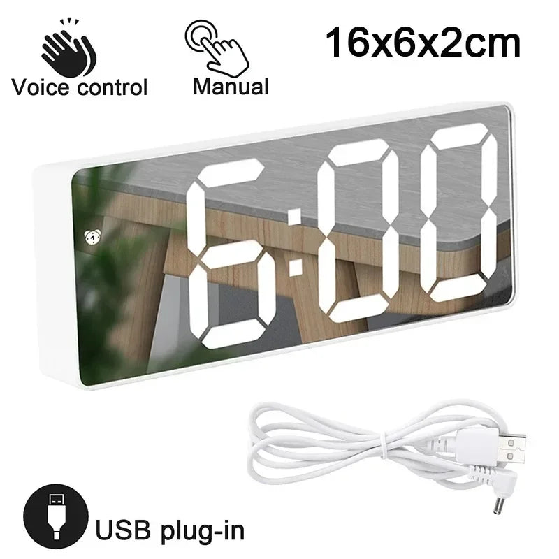 LED Digital Alarm Clock – Snooze, 12/24H & Temperature Display