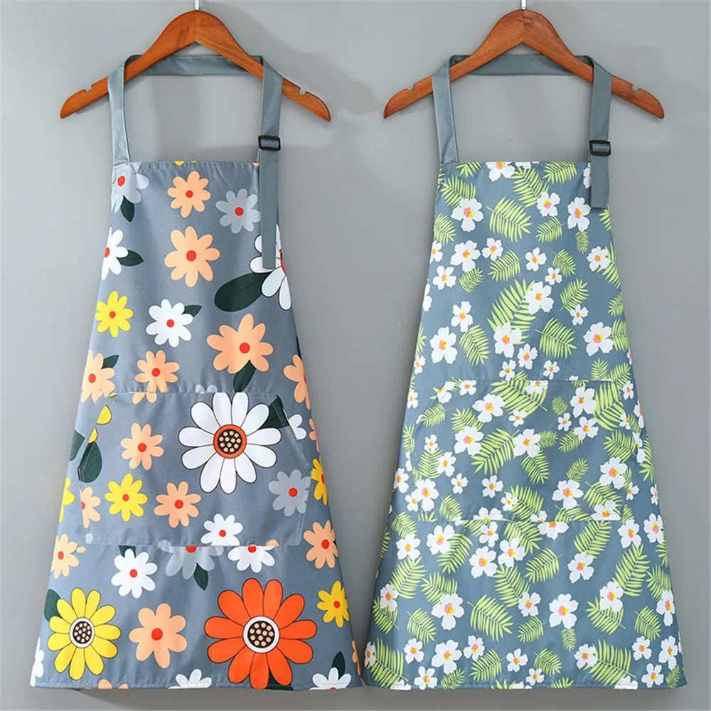 Cute Flower Kitchen Household Oil-proof Cooking Apron Women Children