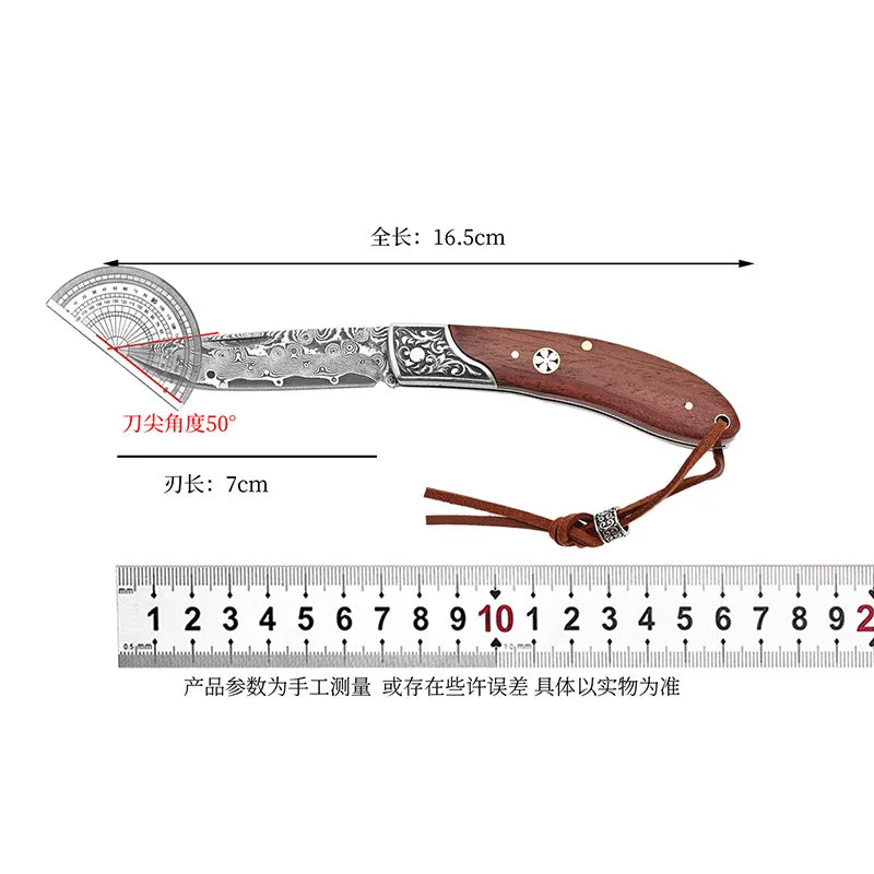 Damascus Steel Folding Knife – XUAN FENG Outdoor Pocket Knife