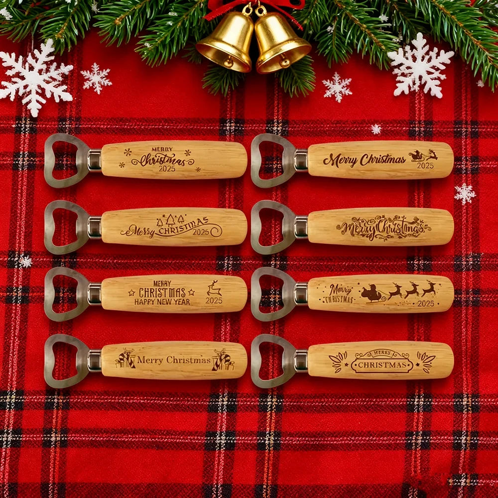 4-Piece Wooden Beer Bottle Opener Set | Christmas Gift