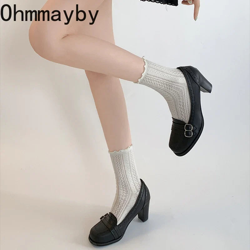 Women's Vintage Mary Jane Pumps – Thick Square Heel Slip-On