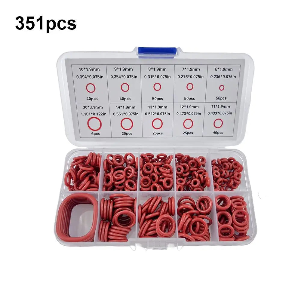 351-Piece Silicone O-Ring Kit – 10 Sizes, Oil & Heat Resistant