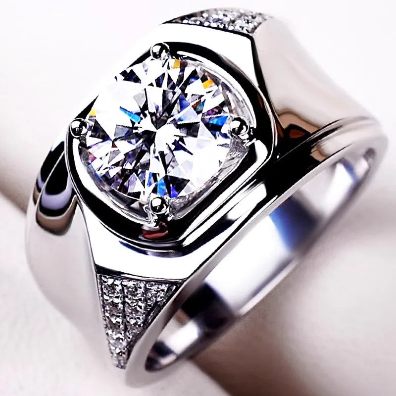 Huitan Women's Silver CZ Cubic Zirconia Wedding Ring | Size 5–14