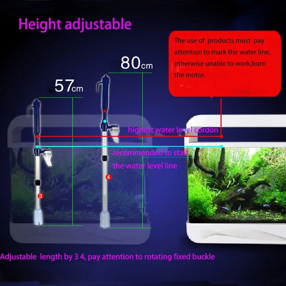 Electric Aquarium Gravel Cleaner 3-in-1 Fish Tank Vacuum Siphon