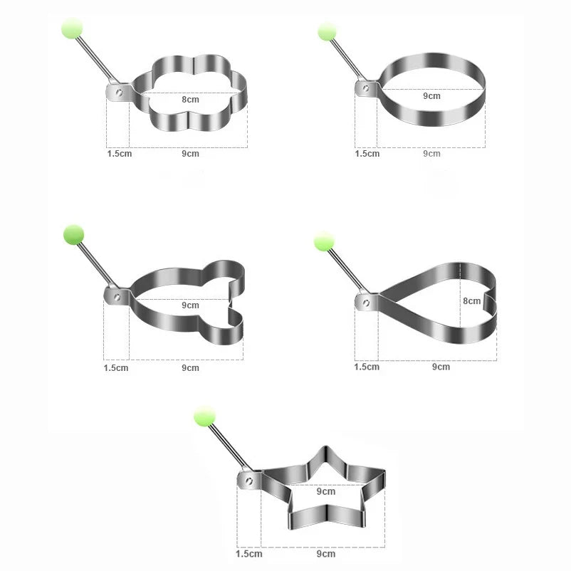 5-Piece Stainless Steel Egg & Pancake Ring Mold Set | Non-Stick