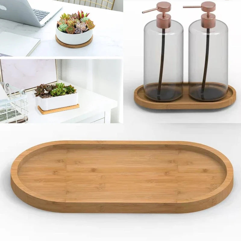 Bamboo Storage Trays – Bathroom, Kitchen & Organizer Set