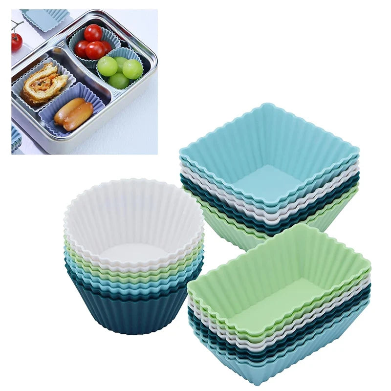 12-Pack Silicone Cupcake Molds & Bento Lunch Box Dividers