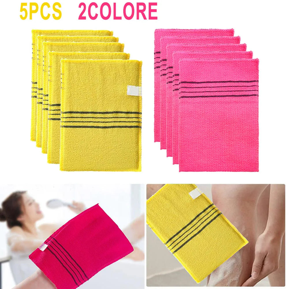 Korean Exfoliating Bath Washcloth Body Scrub Towel 5 Pack