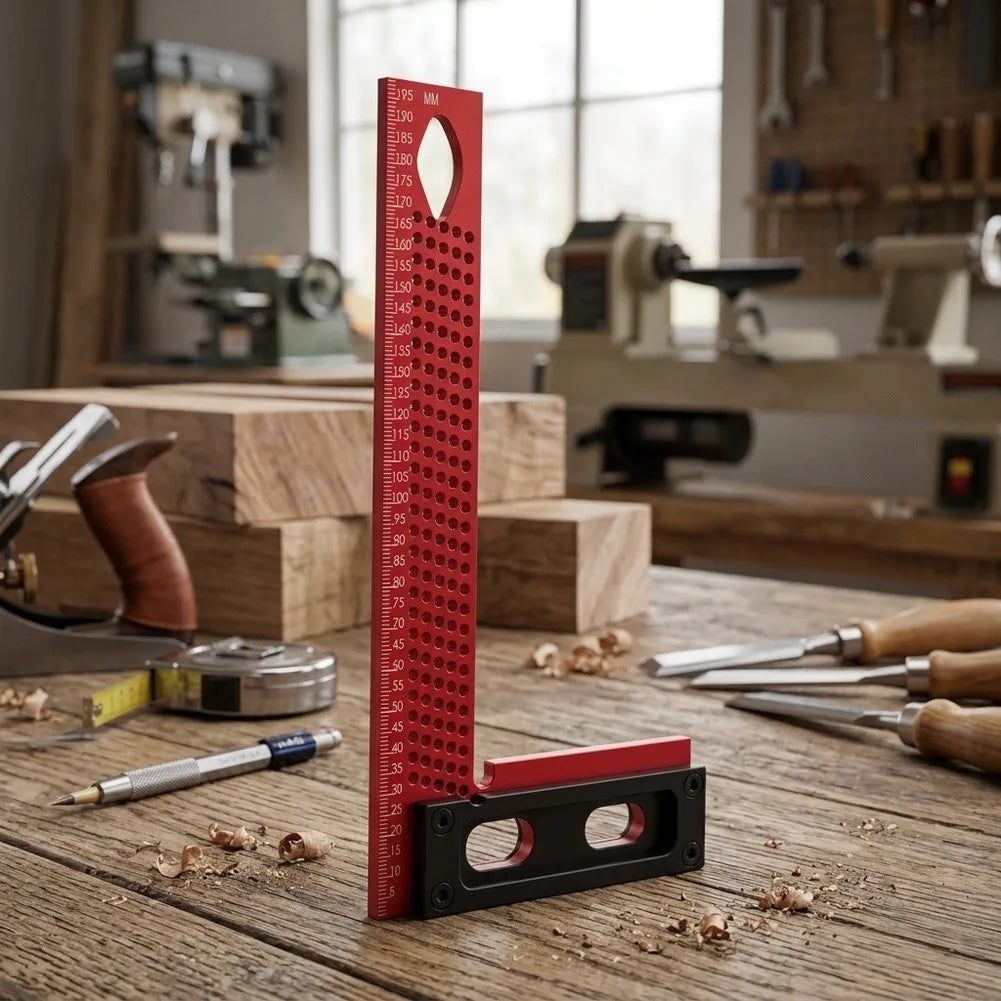 Aluminum Woodworking Right Angle Ruler & Carpenter Square Gauge