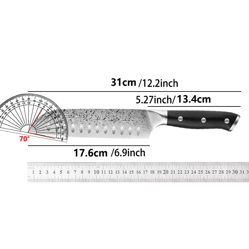 Damascus Steel Santoku Knife – Japanese Kitchen Cleaver