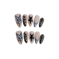 Y2K Star Press On Nails – Crocodile Print French Almond 10pcs