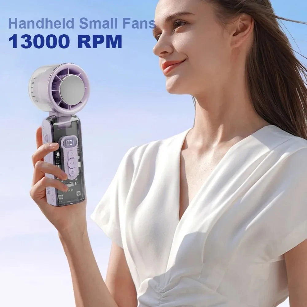 Foldable Mini Turbo Fan – 100 Speeds, LED Display, 12H Battery