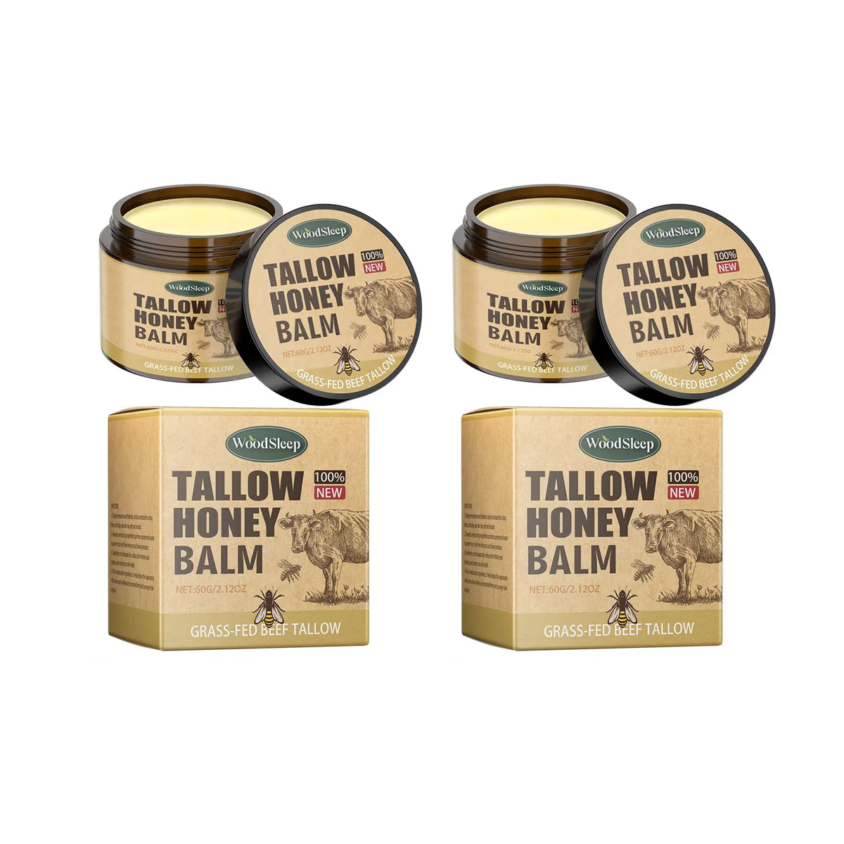 WOODSLEEP Beef Tallow & Honey Moisturizer Cream – Face & Body