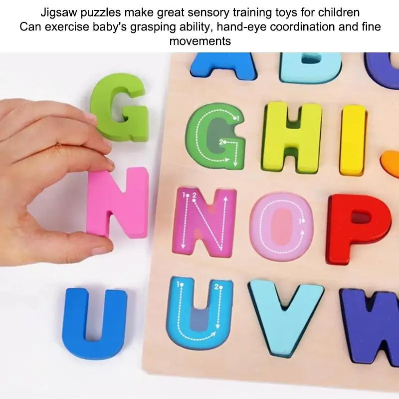 Wooden Alphabet & Number Montessori Puzzle – Kids Learning Toy