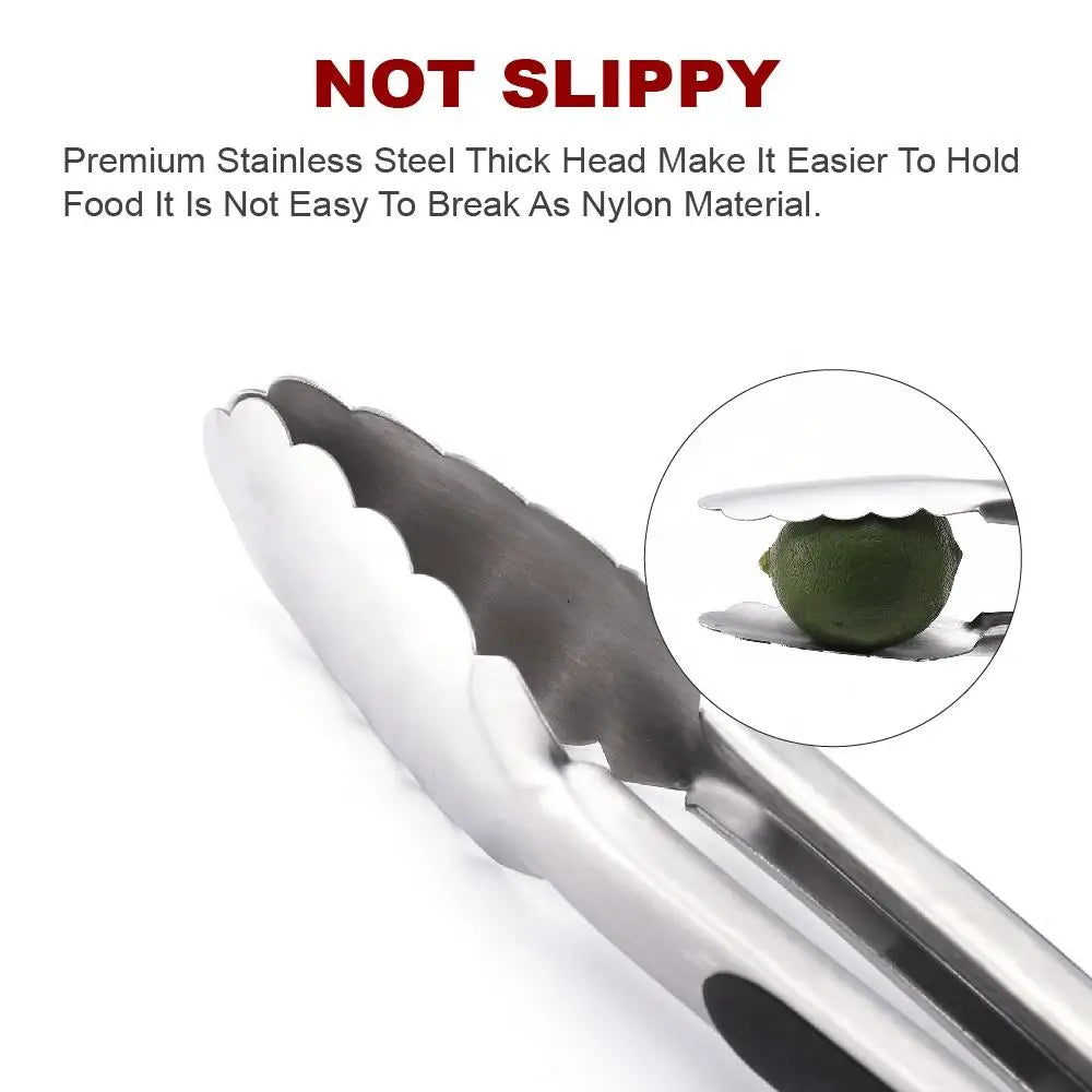 Stainless Steel Silicone Food Tongs 9 & 12 Inch – Set of 2