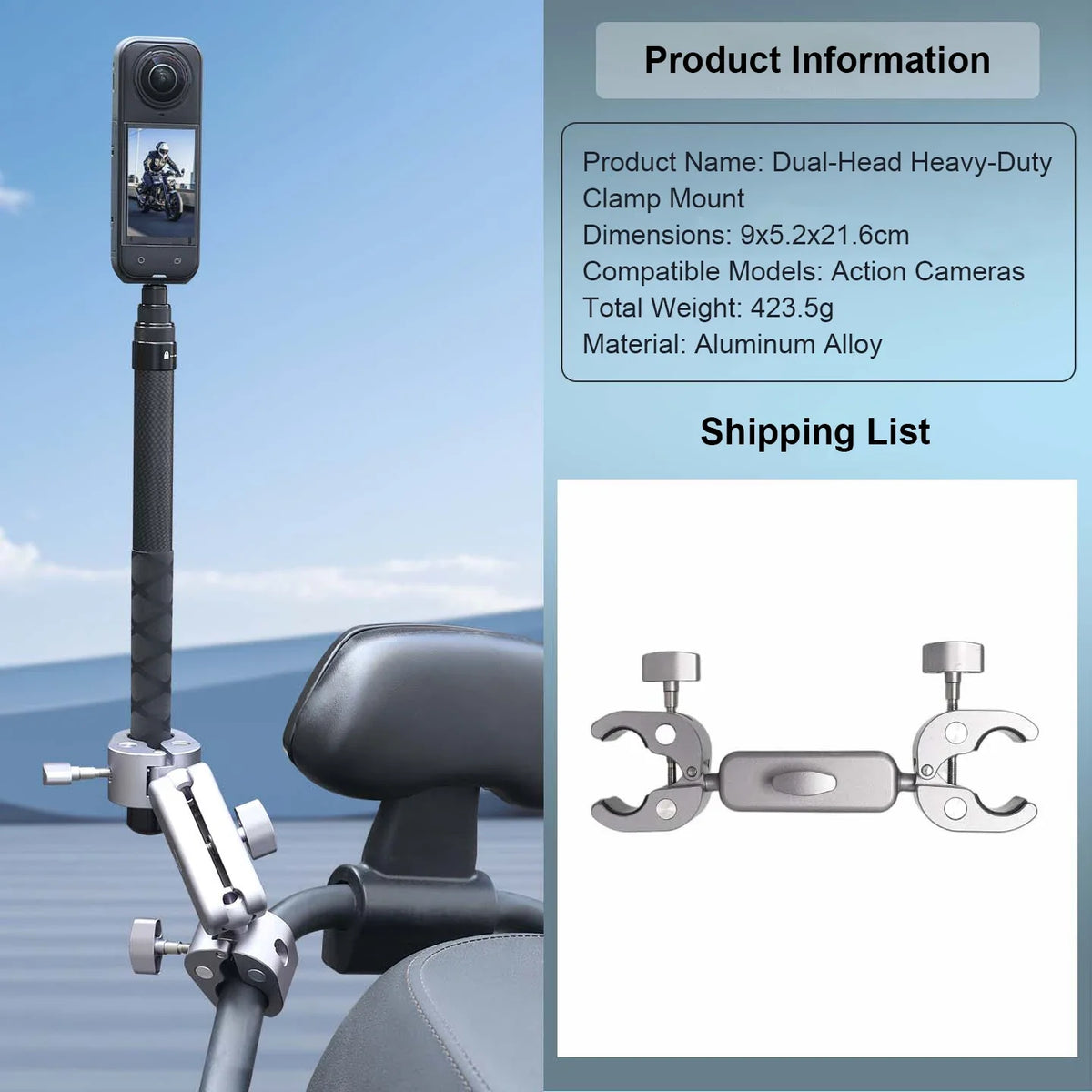Handlebar Mount for Insta360 & DJI Action Camera – Bike Bracket