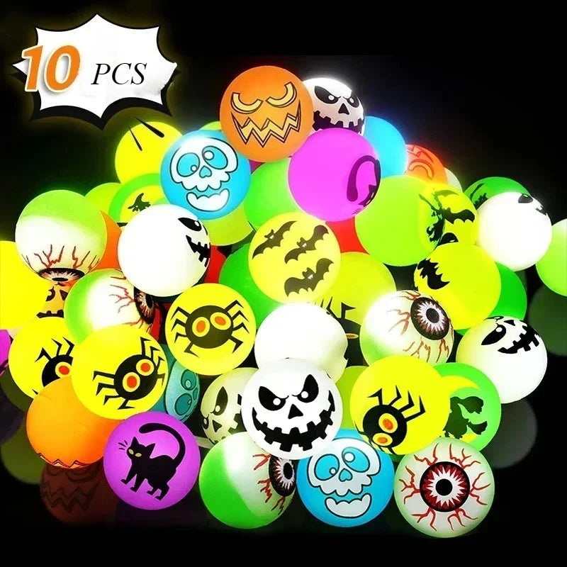 Halloween Luminous Bouncy Ball Pumpkin Witch Rubber Toys Kids