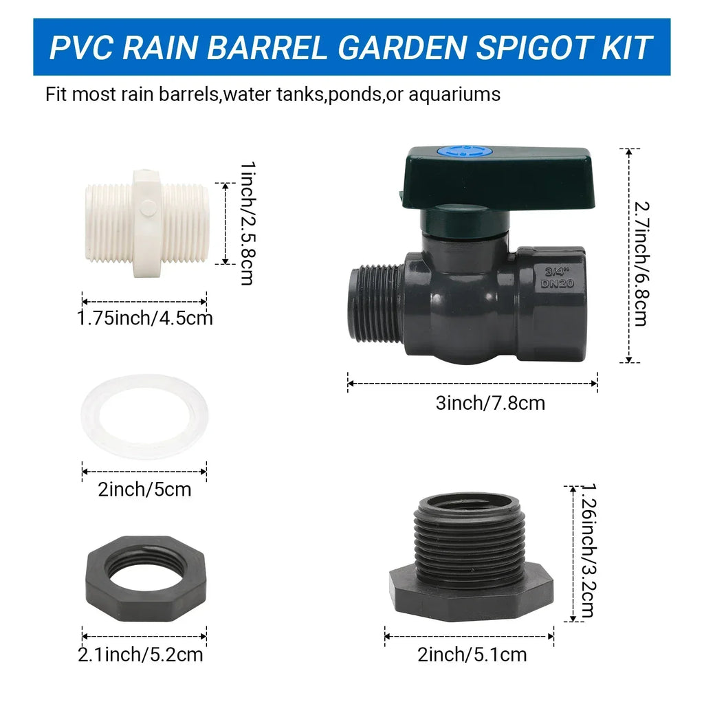 PVC Rain Barrel Spigot Kit – Drain Adapter & Connector