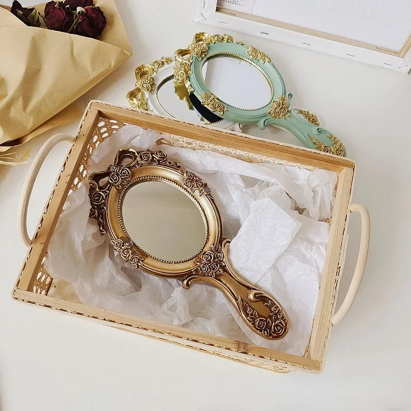 Vintage Handheld Makeup Mirror – Cute Resin Vanity Gift Mirror