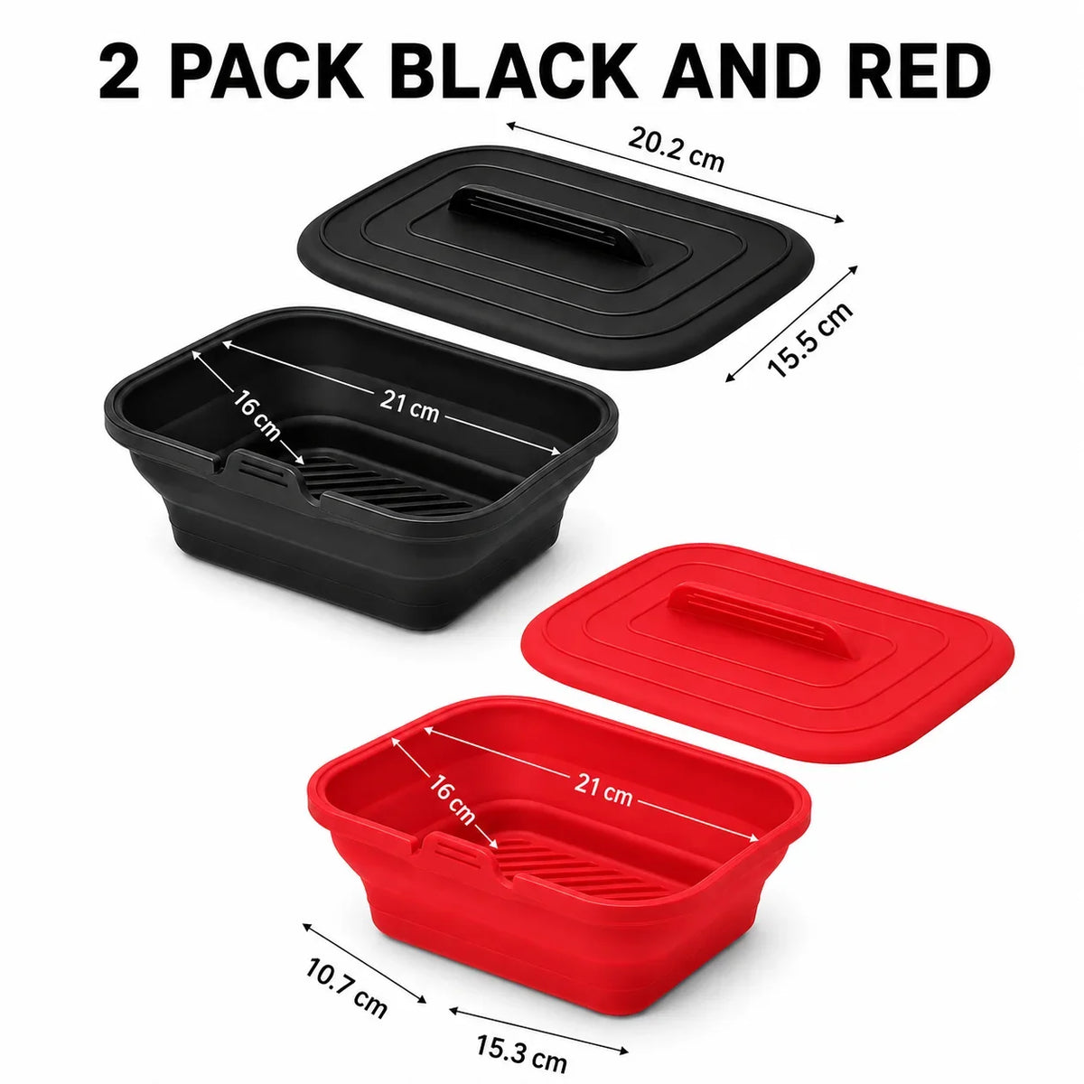 Foldable Silicone Air Fryer Basket with Lid | Reusable Baking Pan