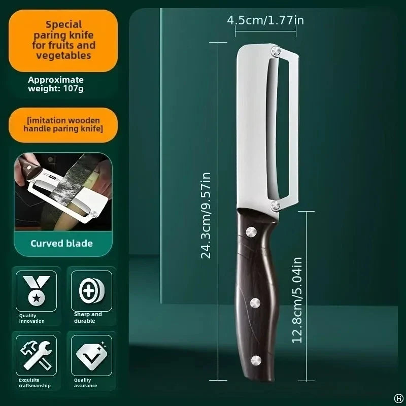 KEMORELA Stainless Steel Peeler & Slicer – Wooden Handle