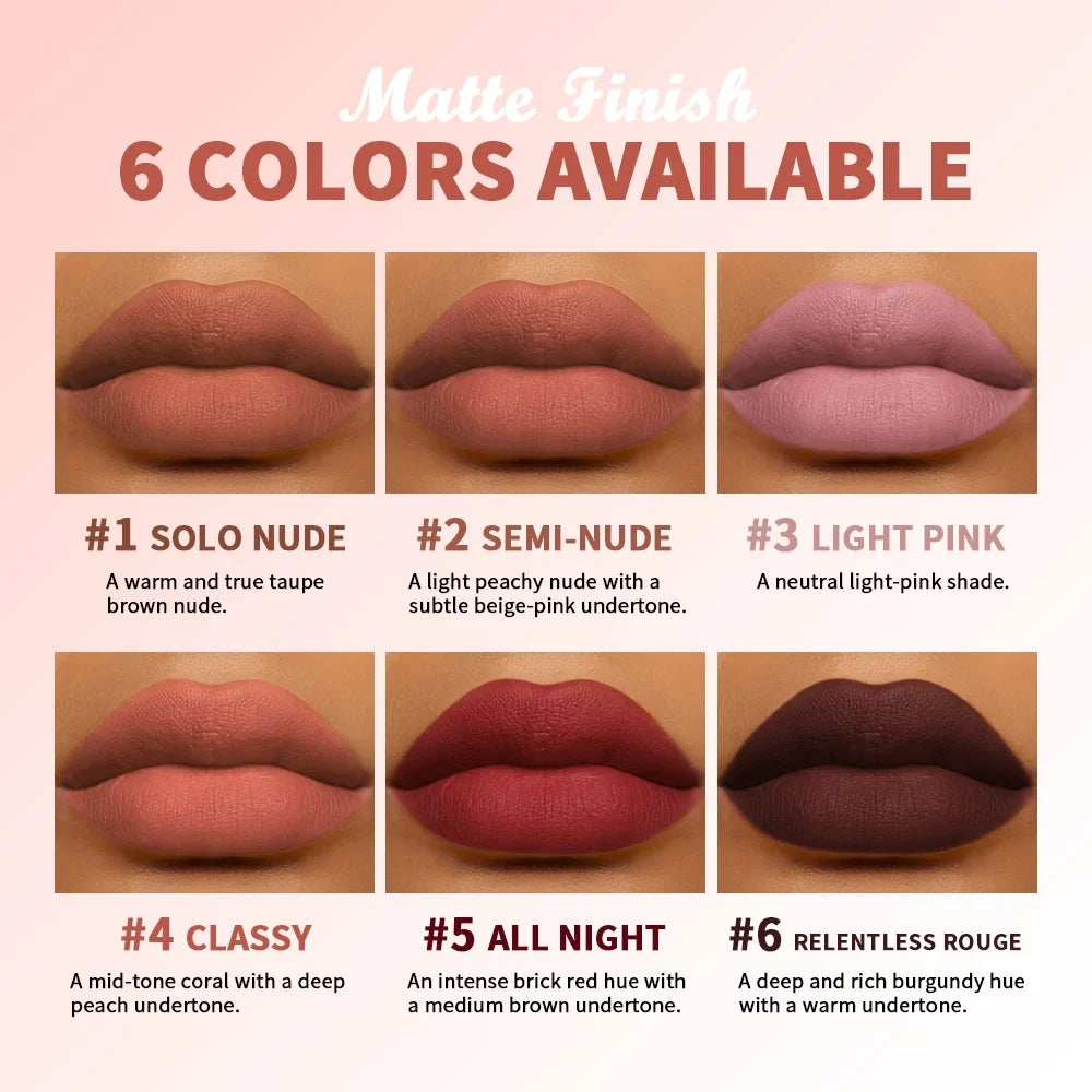 Matte Lip Stain & Blush | Hydrating, Waterproof – 6 Shades