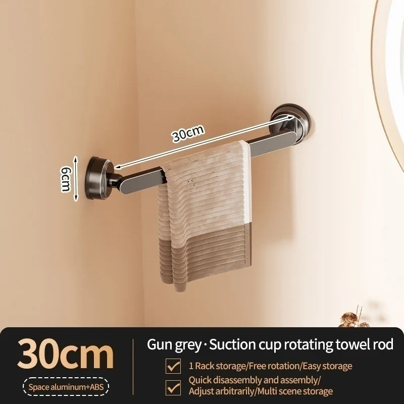 No-Drill Suction Cup Towel Bar & Hook Rack | Bathroom Kitchen