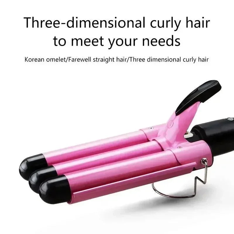 Ceramic Triple Barrel Hair Waver – Pro Curling Iron for Women