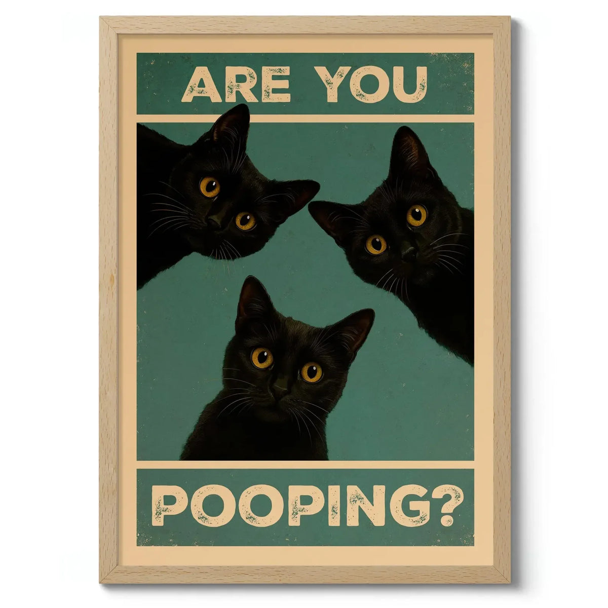 "Are You Pooping?" Funny Cat Bathroom Canvas Wall Art Print