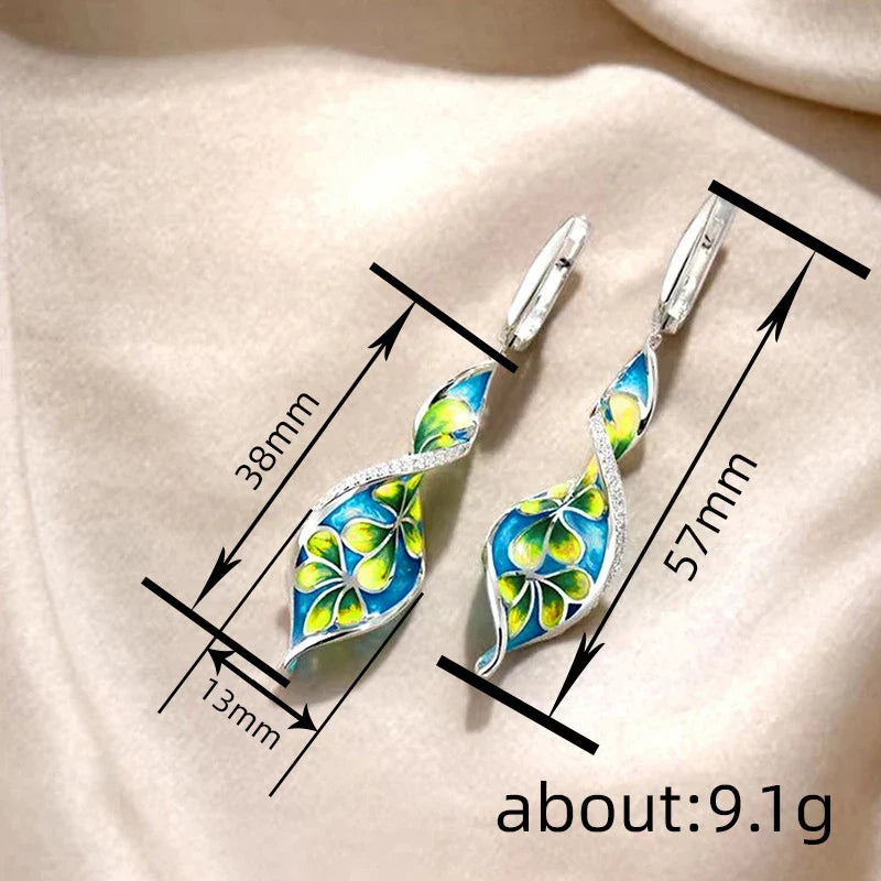 Huitan Twisty Flower Drop Earrings | Sparkling CZ Women's Jewelry