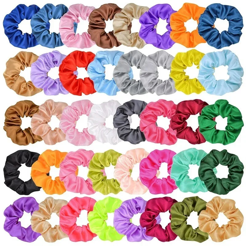 30-Pack Silk Scrunchies – Multicolor Elastic Hair Bands for Women