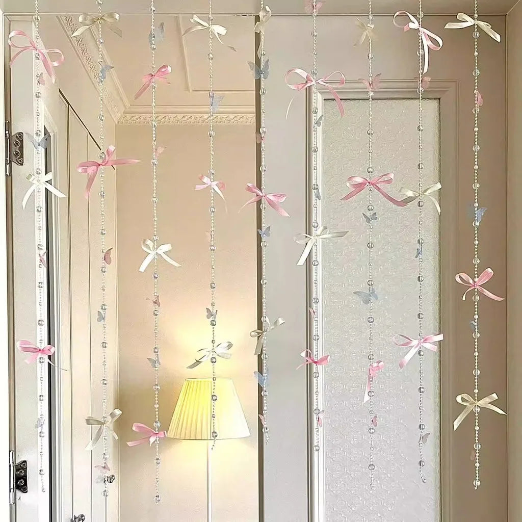 Dreamy Hanging Curtain Sweet Ballet Bow Acrylic Elegant Bedroom