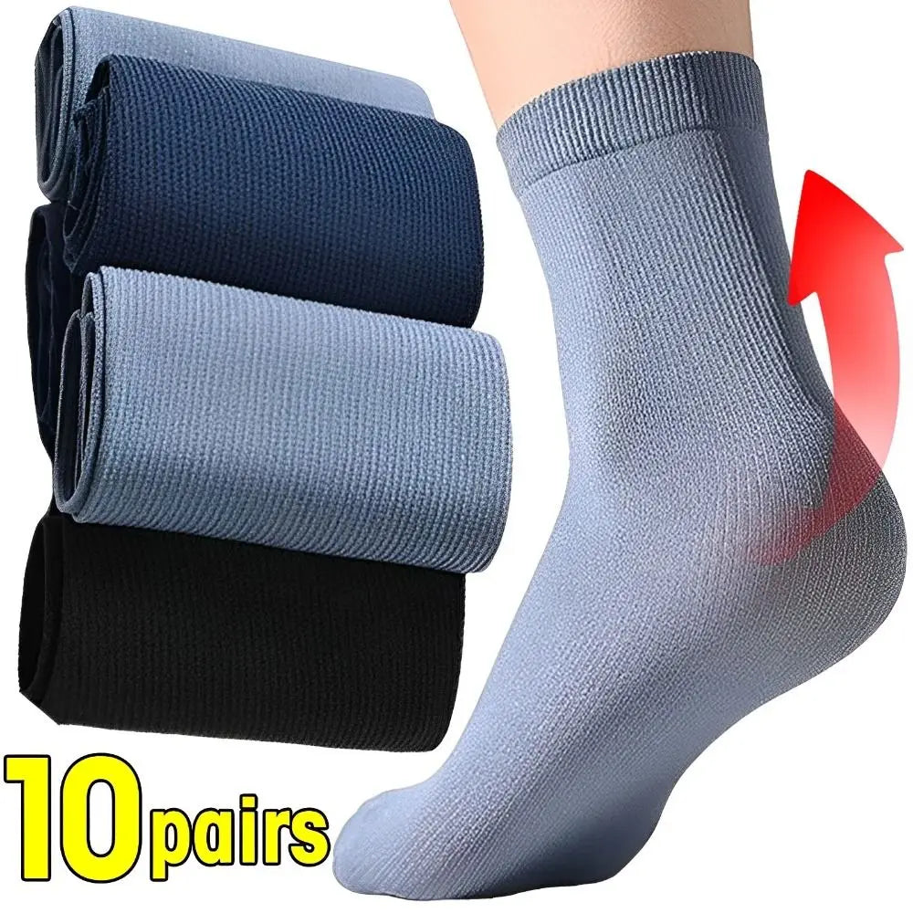 10 Pairs Men's Bamboo Fiber Ankle Socks – Ultra-Thin Breathable