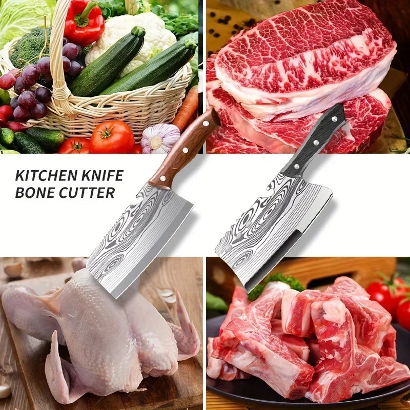 CMGF Damascus Pattern Meat Cleaver – Sharp Stainless Steel Knife