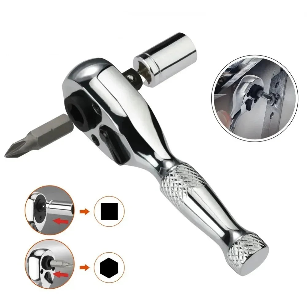 72-Tooth Double Head Ratchet Wrench | Chrome-Vanadium 1/4"