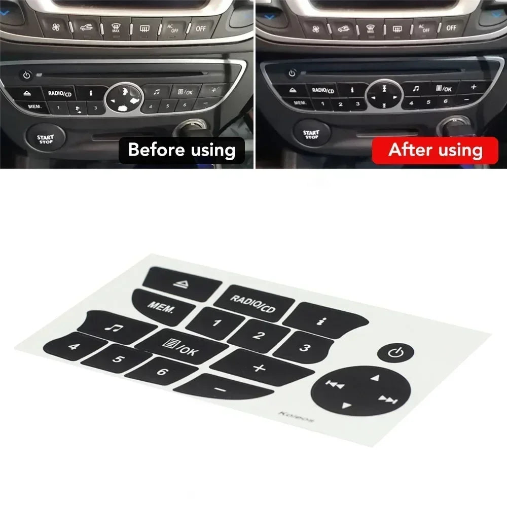 Car Button Repair Stickers CD Radio Audio Decals Twingo Renault Clio