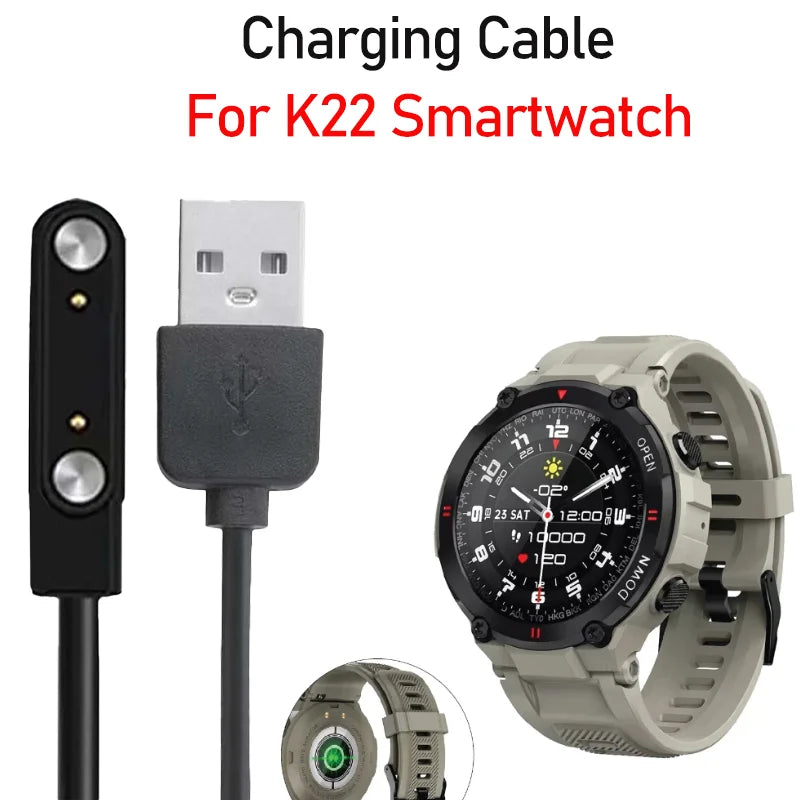 Magnetic USB Charger Cable for K22 Smartwatch – 2-Pin 60cm