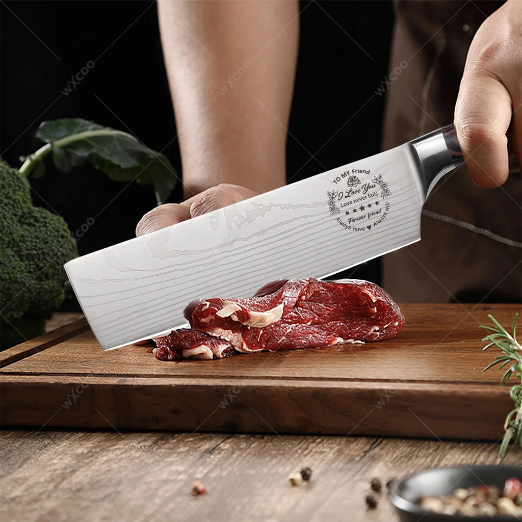 WXCOO Japanese Chef Knife 5Cr15Mov Steel Santoku Boning Knife