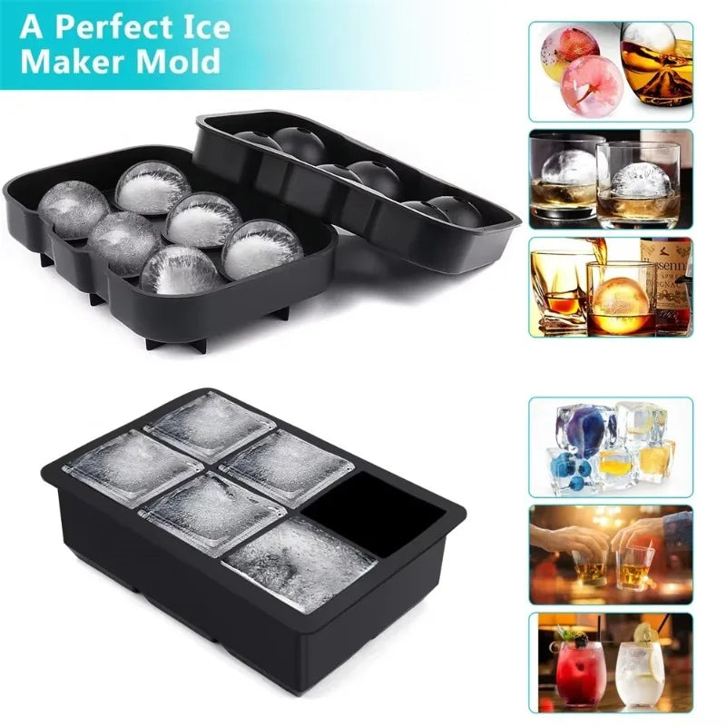 2026 6-Grid Round Square Ice Cube Mold Ball Maker Whiskey Cocktails