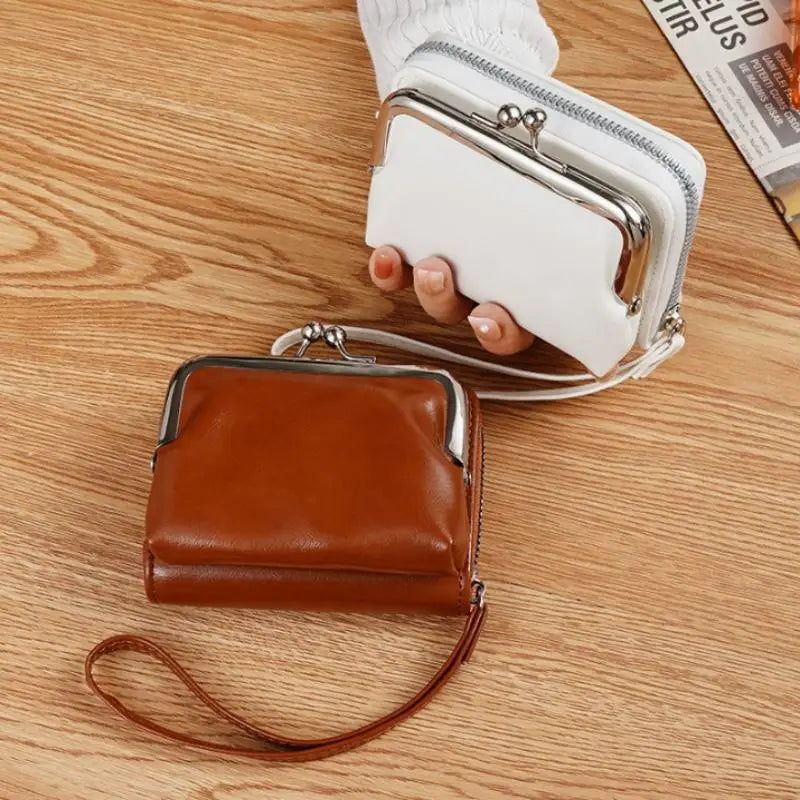 Women's PU Leather Wristlet Coin Purse | Dual Compartment Mini Wallet