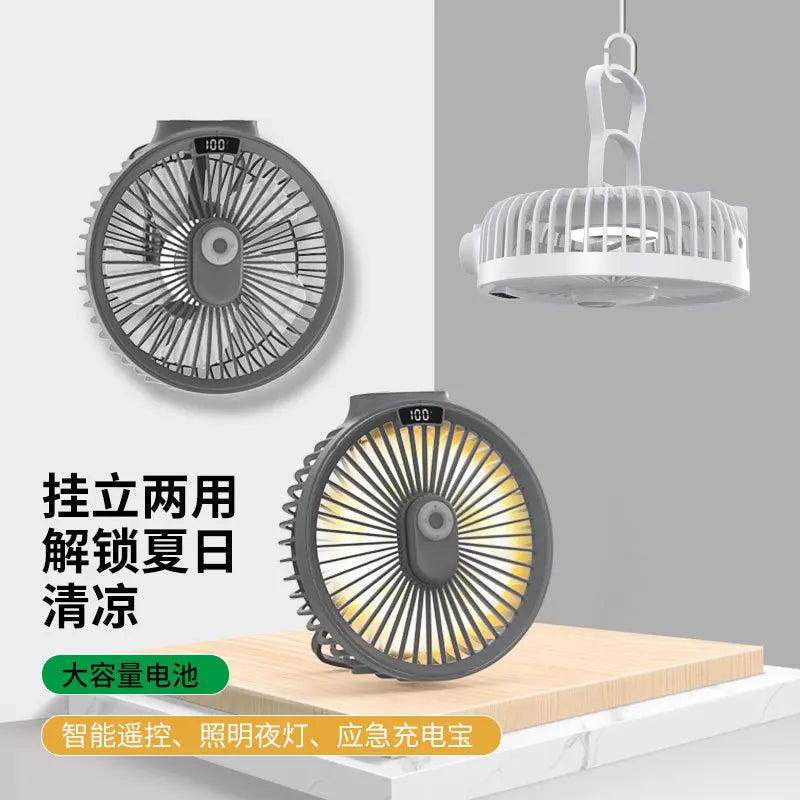 USB Rechargeable LED Desktop & Ceiling Fan – Portable Camping