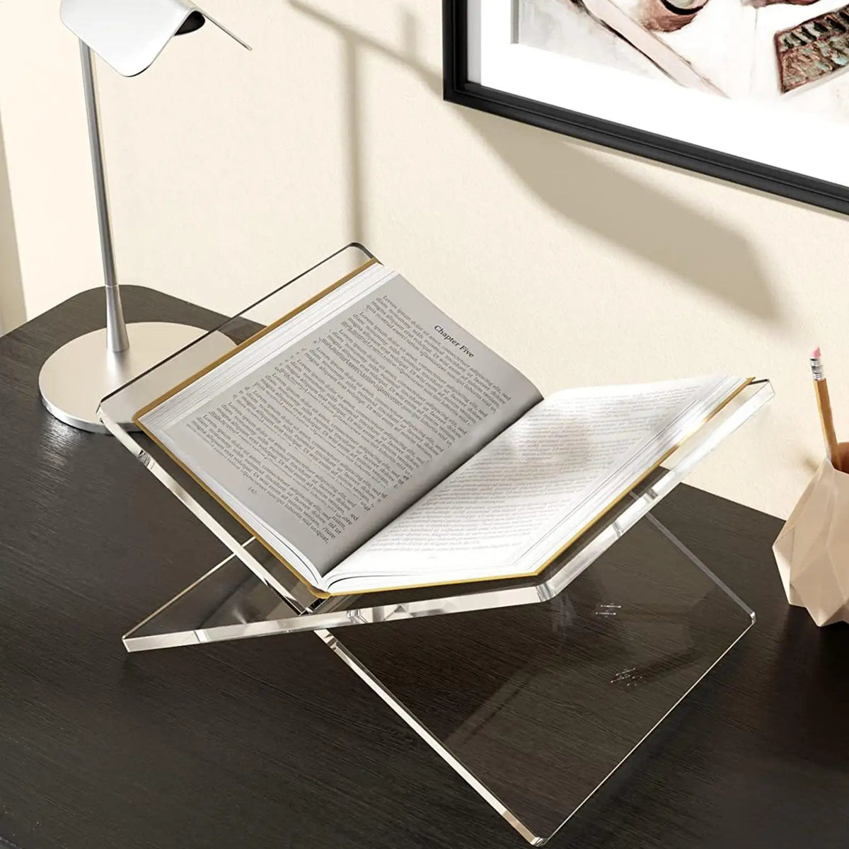 Acrylic Book Stand X-Shaped Display Rack – Holds Up to 11 lbs