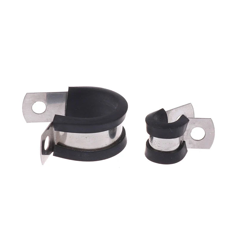 5-Pack Rubber-Lined P Clips 6–20mm | Stainless Steel Pipe Clamps