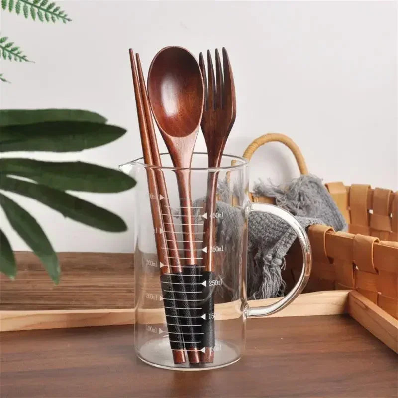 3-Piece Bamboo Cutlery Set – Fork, Spoon & Chopsticks
