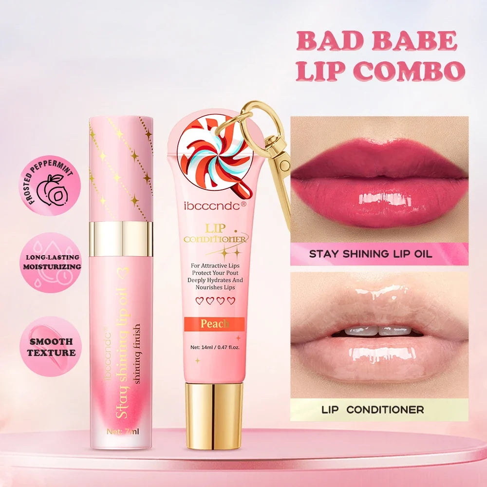 ibcccndc Lip Duo – Lip Conditioner & Gloss Set with Keychain